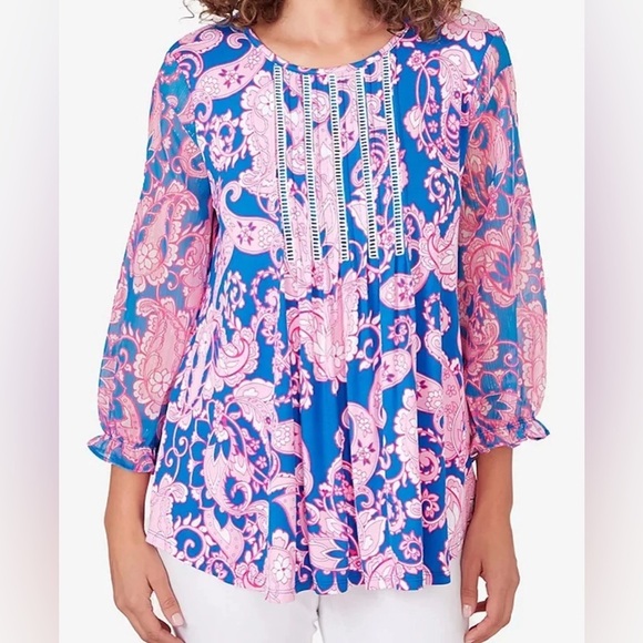 Ruby Rd. Tops - NEW Petite SIze Ruby Rd. Petite Bright Knit Top 3/4 Sleeve Metallic Multi $60